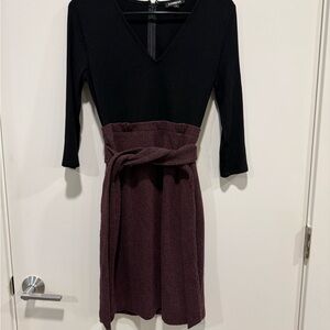Express Black and Burgundy Long Sleeve Dress